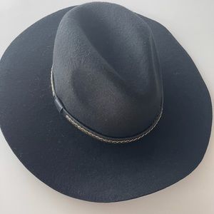 All Saints Black Wool Fedora Hat
